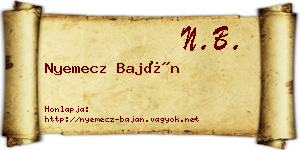 Nyemecz Baján névjegykártya